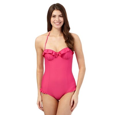 Floozie by Frost French Pink textured frill trim swimsuit